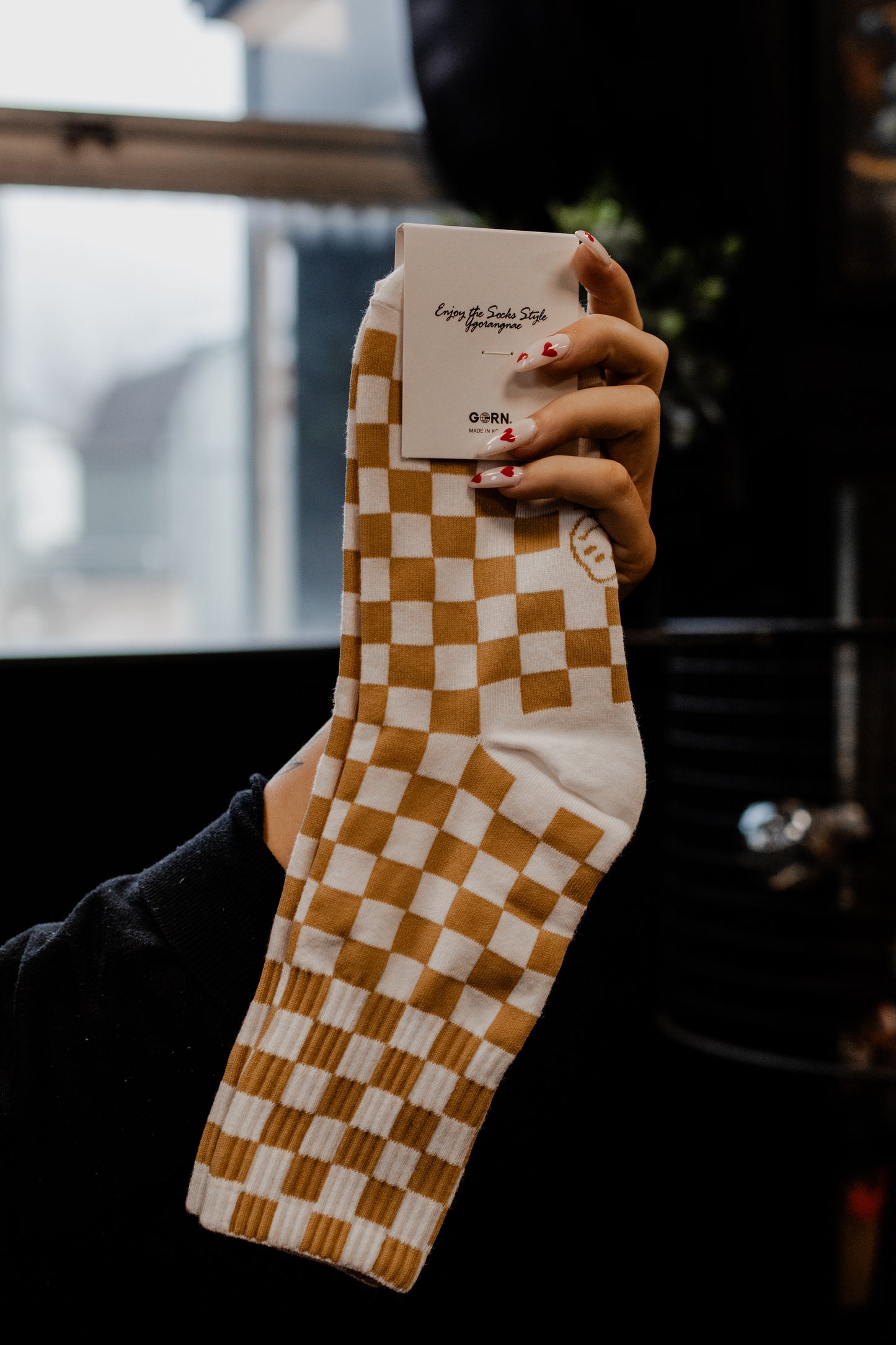 Best Mustard Checker Crew Sock