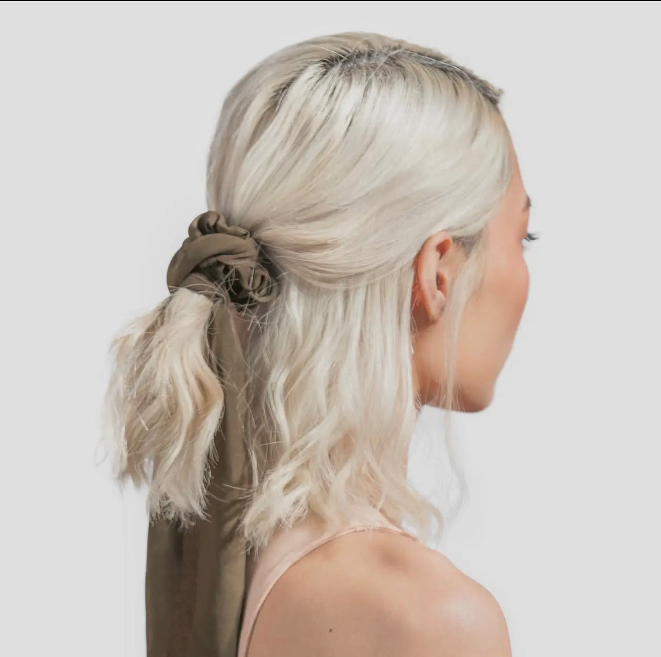 Crepe Scarf Scrunchies 2pc set - Moss & Black