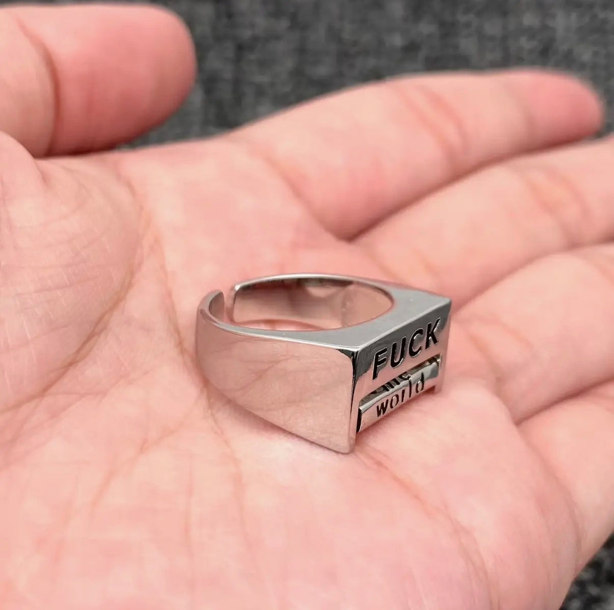 Fuck Everything Rotatable Word Adjustable Ring