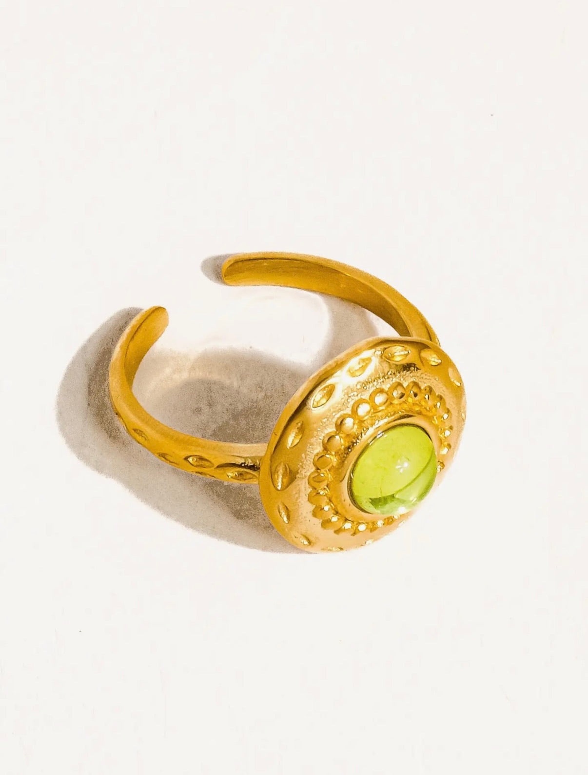 Malin 18K Gold Non-Tarnish Round Stone Ring