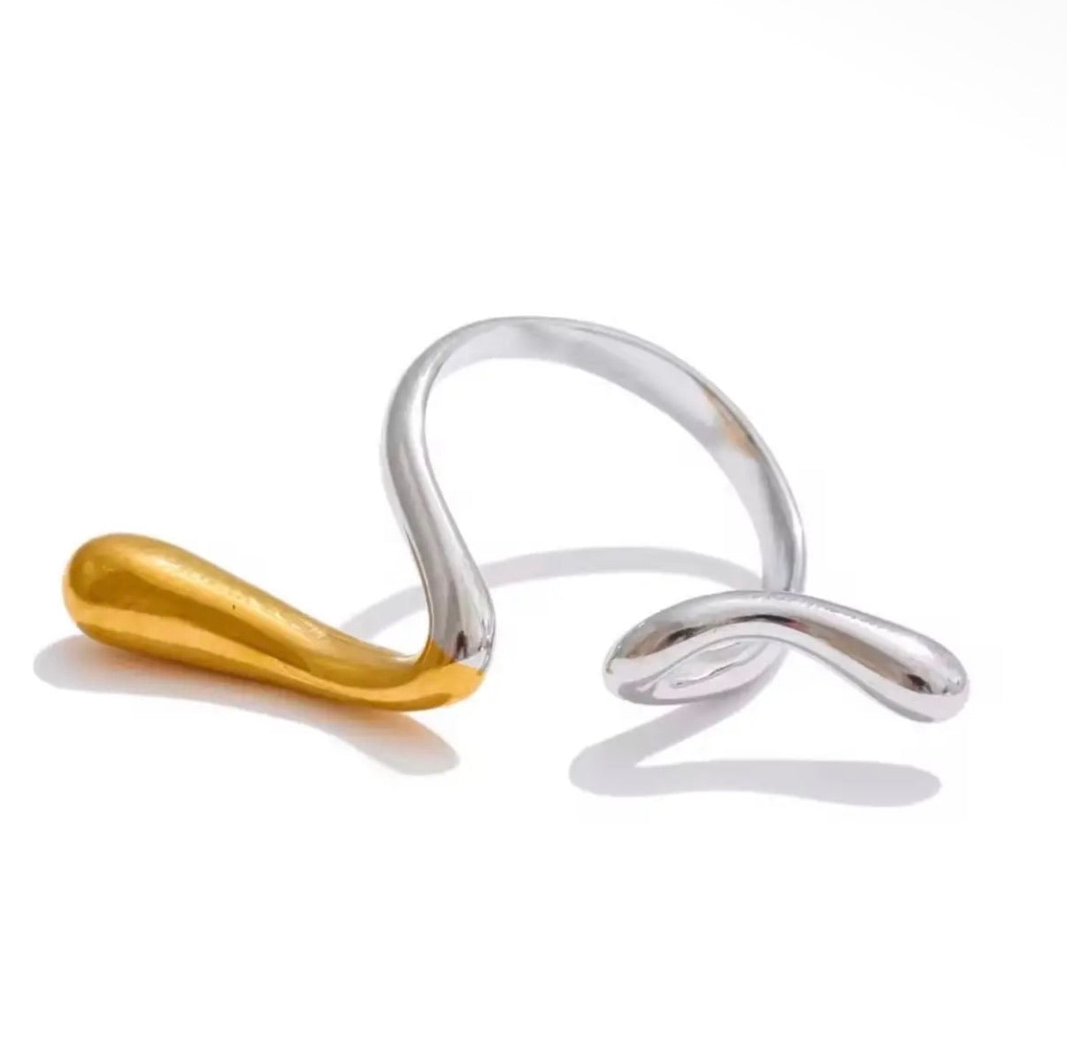 Anya Open Ends Two Tone Geometric Ring