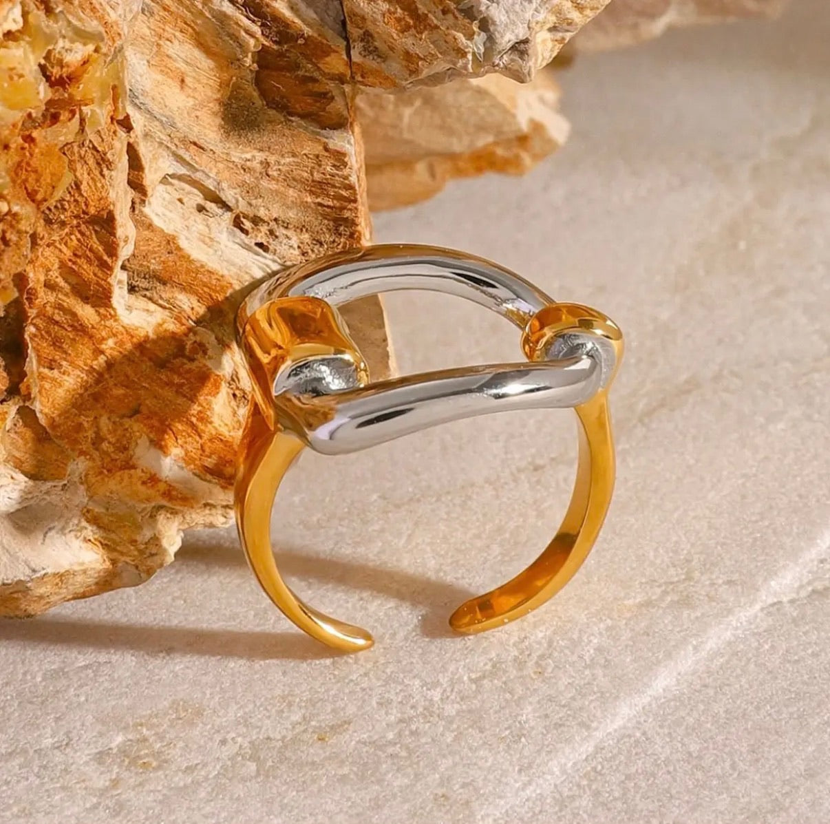 Buckle Two Tone Open Ring
