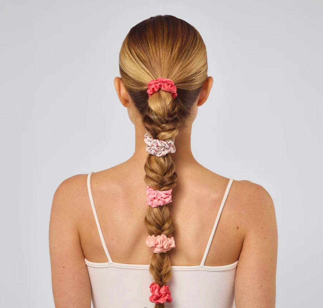 Kitsch Cherry Blossom Ruched Satin Scrunchies 5pc Set