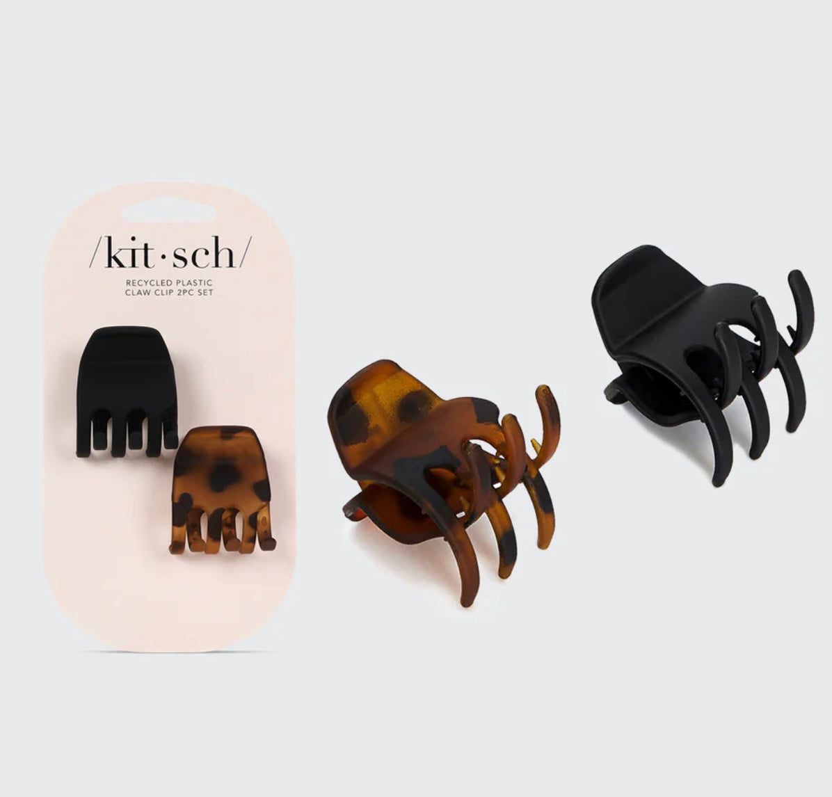 Kitsch Black & Tort Claw Clips 2pc Set- Medium