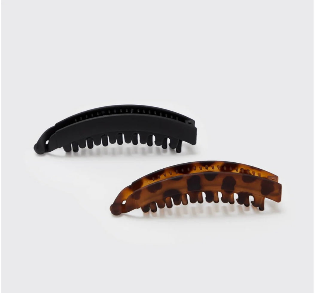 Kitsch Banana Clip 2pc- Black & Tort