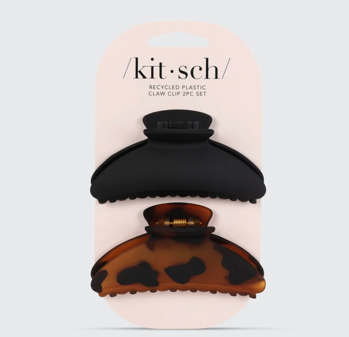 Kitsch Black & Tort Curved Claw Clips 2pc Set- Medium