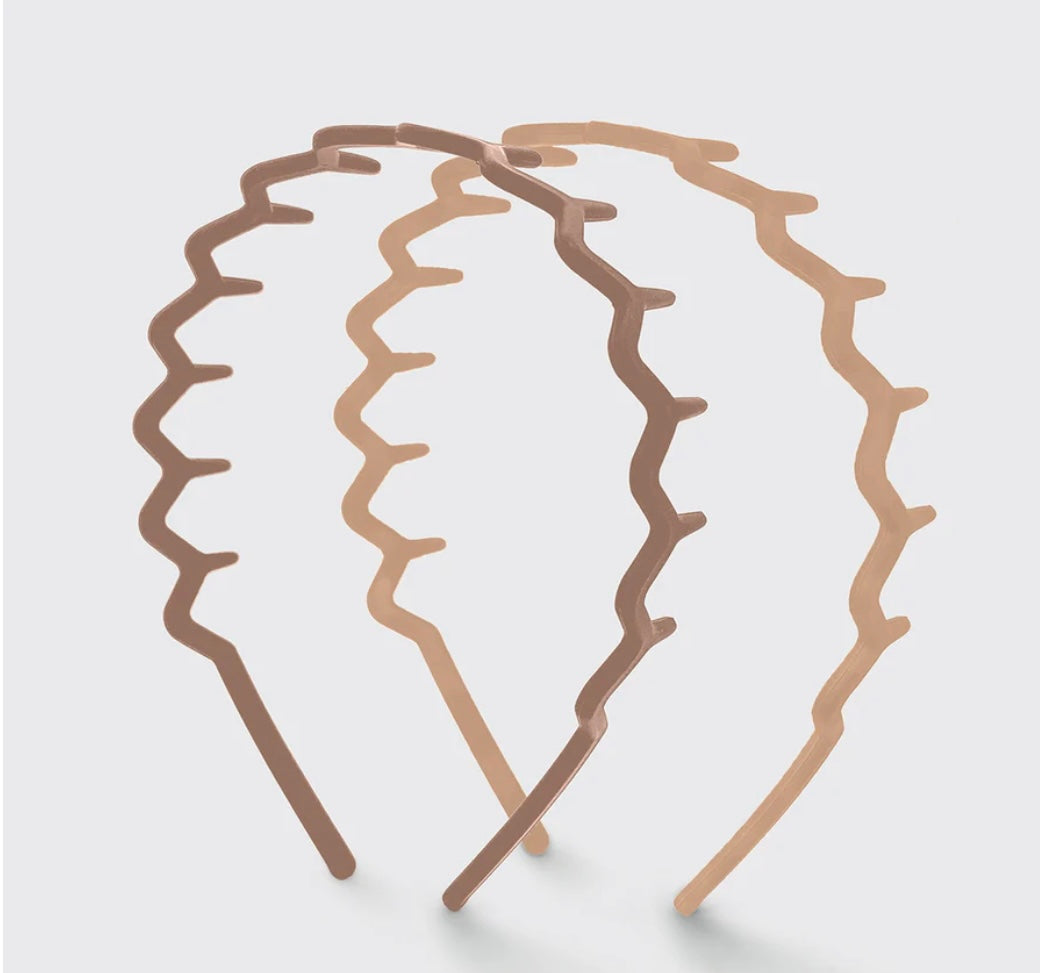 Kitsch Plastic Zig Zag Headband 2pc- Neutral