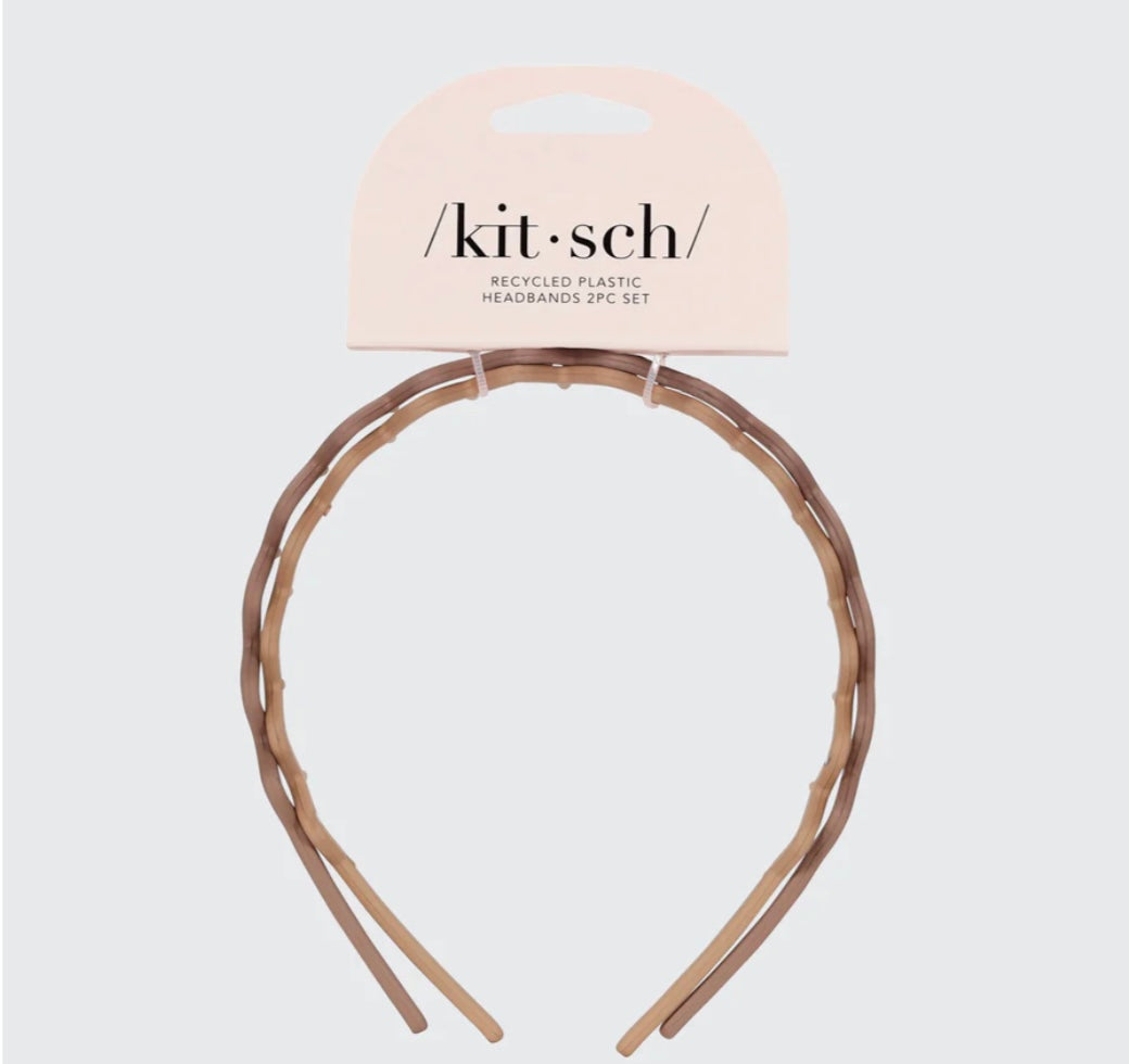 Kitsch Plastic Zig Zag Headband 2pc- Neutral