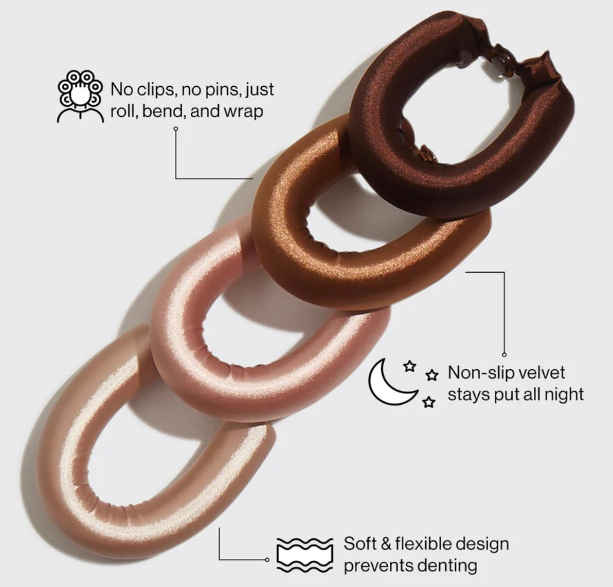 Kitsch Rosewood Jumbo Satin Flexi Rods 4pc