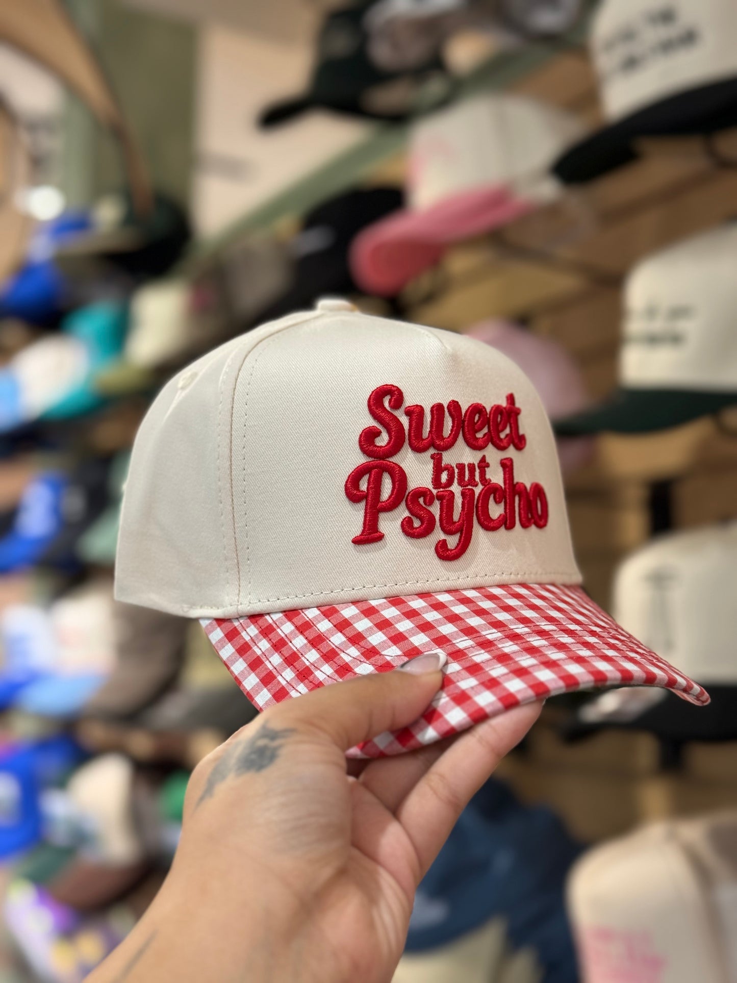 Sweet But Psycho Gingham Hat