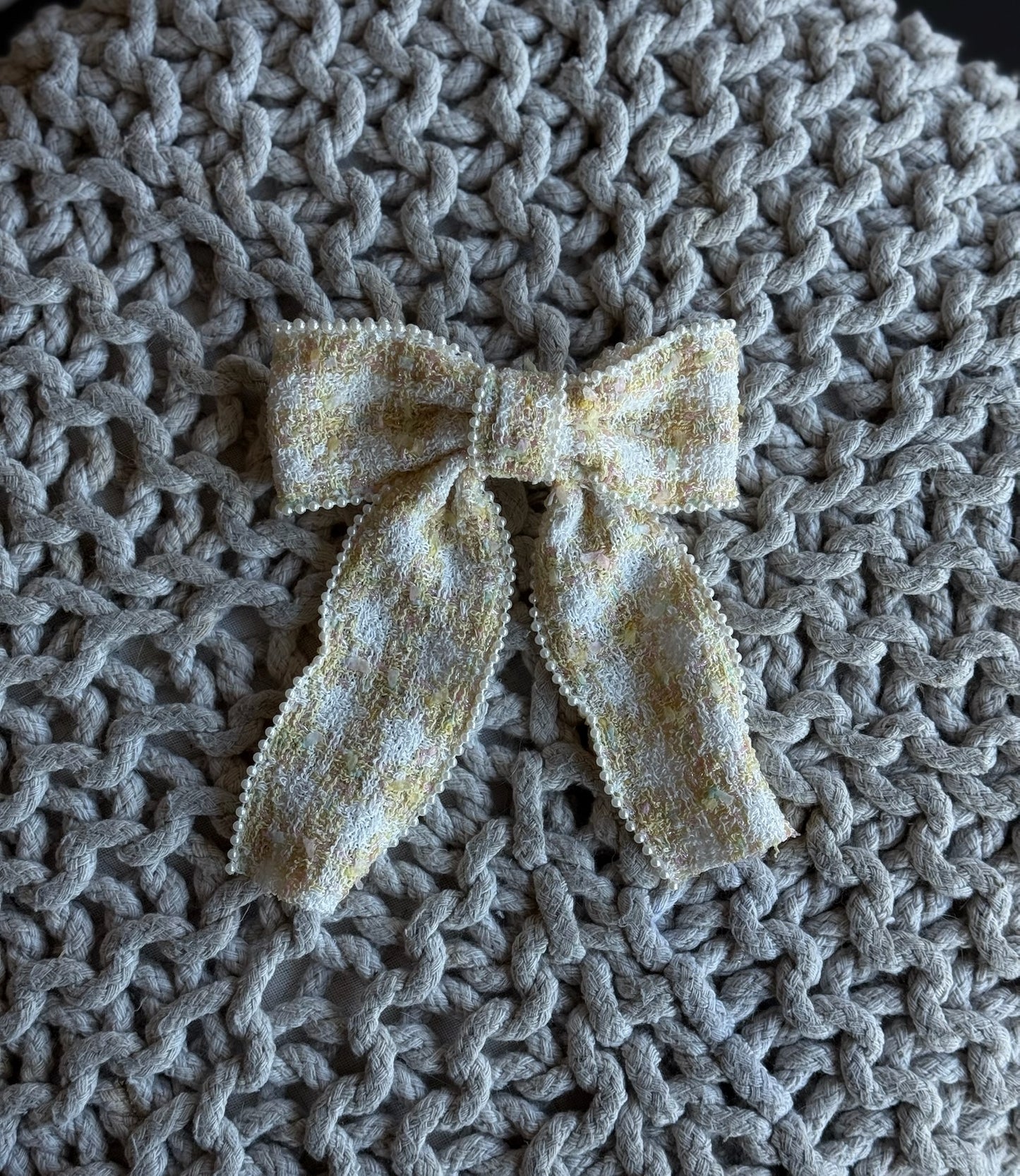 Soft Tweed Bow Barrettes * Multiple Colors *