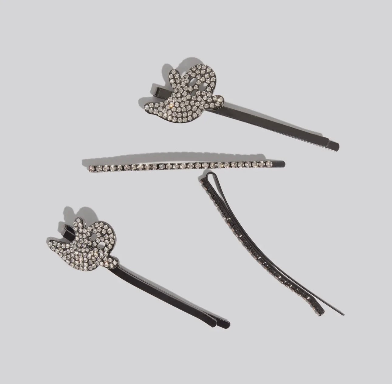 Kitsch Extra Long Metal Rhinestone Bobby Pins 4pc Set - Ghost