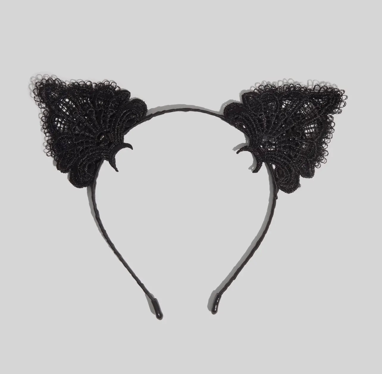 Kitsch Lace Headband & Mask 2pc Set - Black Cat
