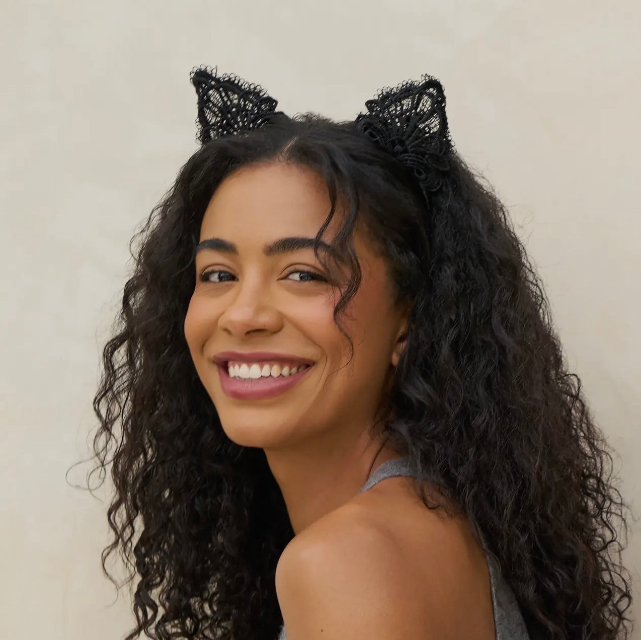 Kitsch Lace Headband & Mask 2pc Set - Black Cat
