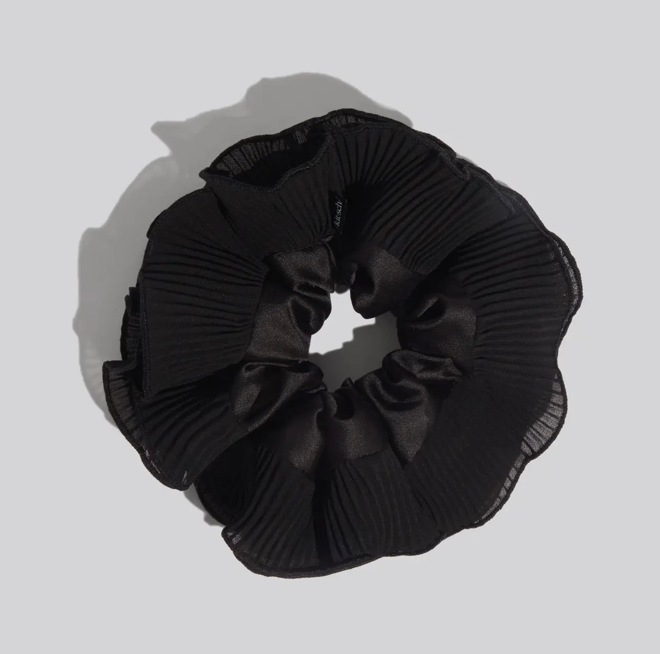 Kitsch Pleated Scrunchie - Halloween Black