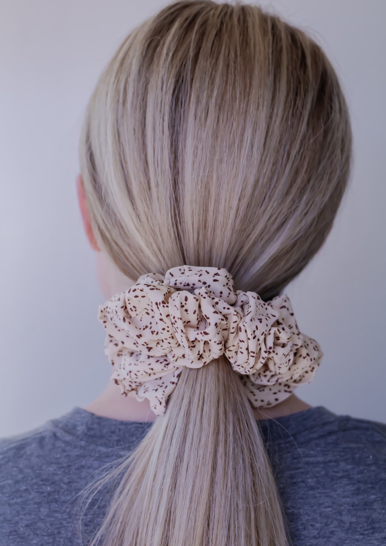 Tan Dotted Jumbo Scrunchie
