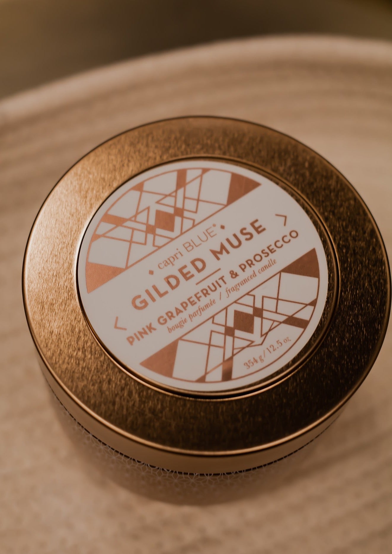 Pink Grapefruit & Prosecco Gilded Oversized Tin, 12.5 oz - Capri Blue