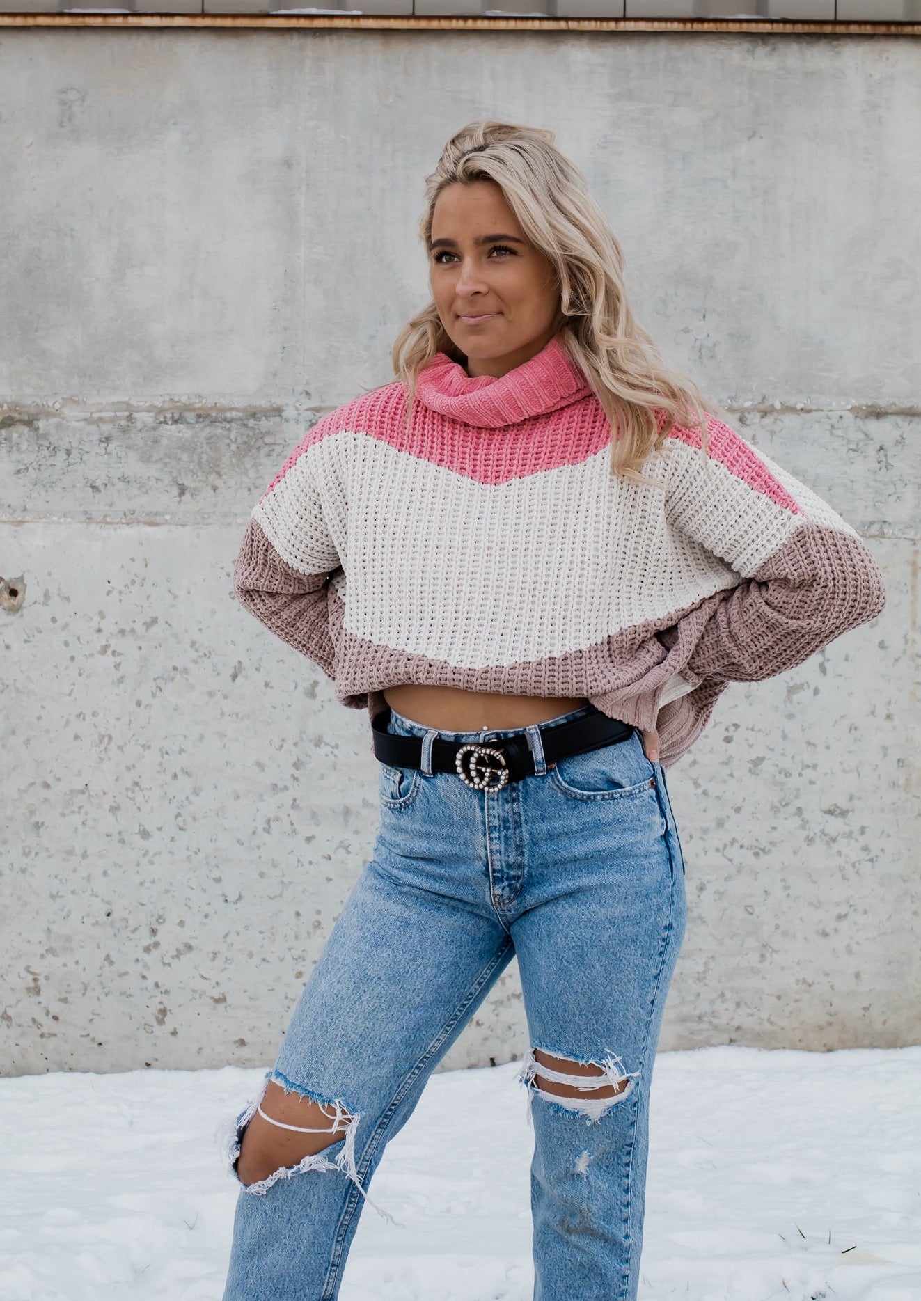 Picture Me Perfect Turtle Neck Knit Sweater - Bubblegum
