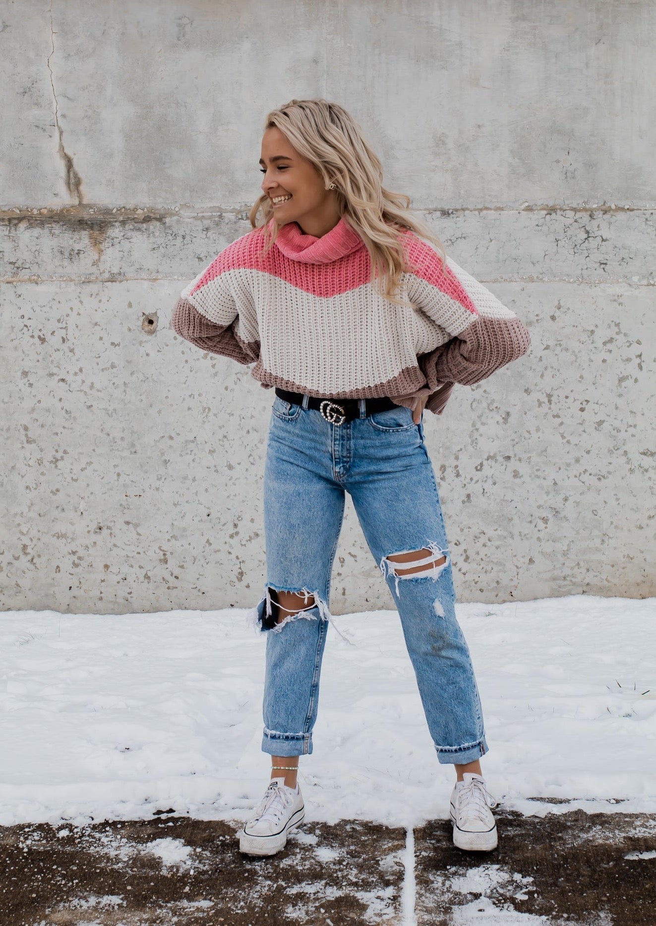 Picture Me Perfect Turtle Neck Knit Sweater - Bubblegum