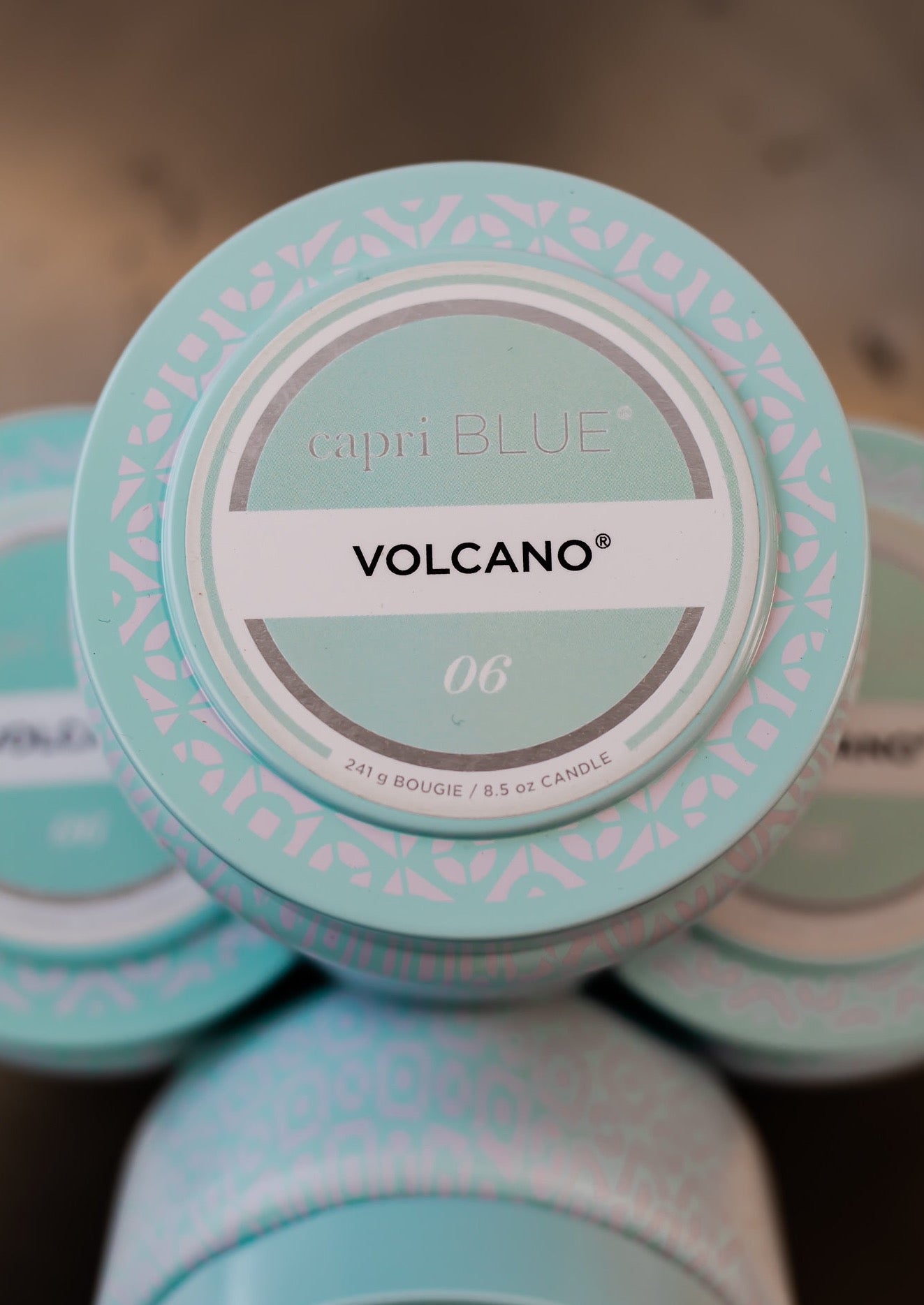 Volcano Aqua Printed Travel Tin 8.5 oz - Capri Blue