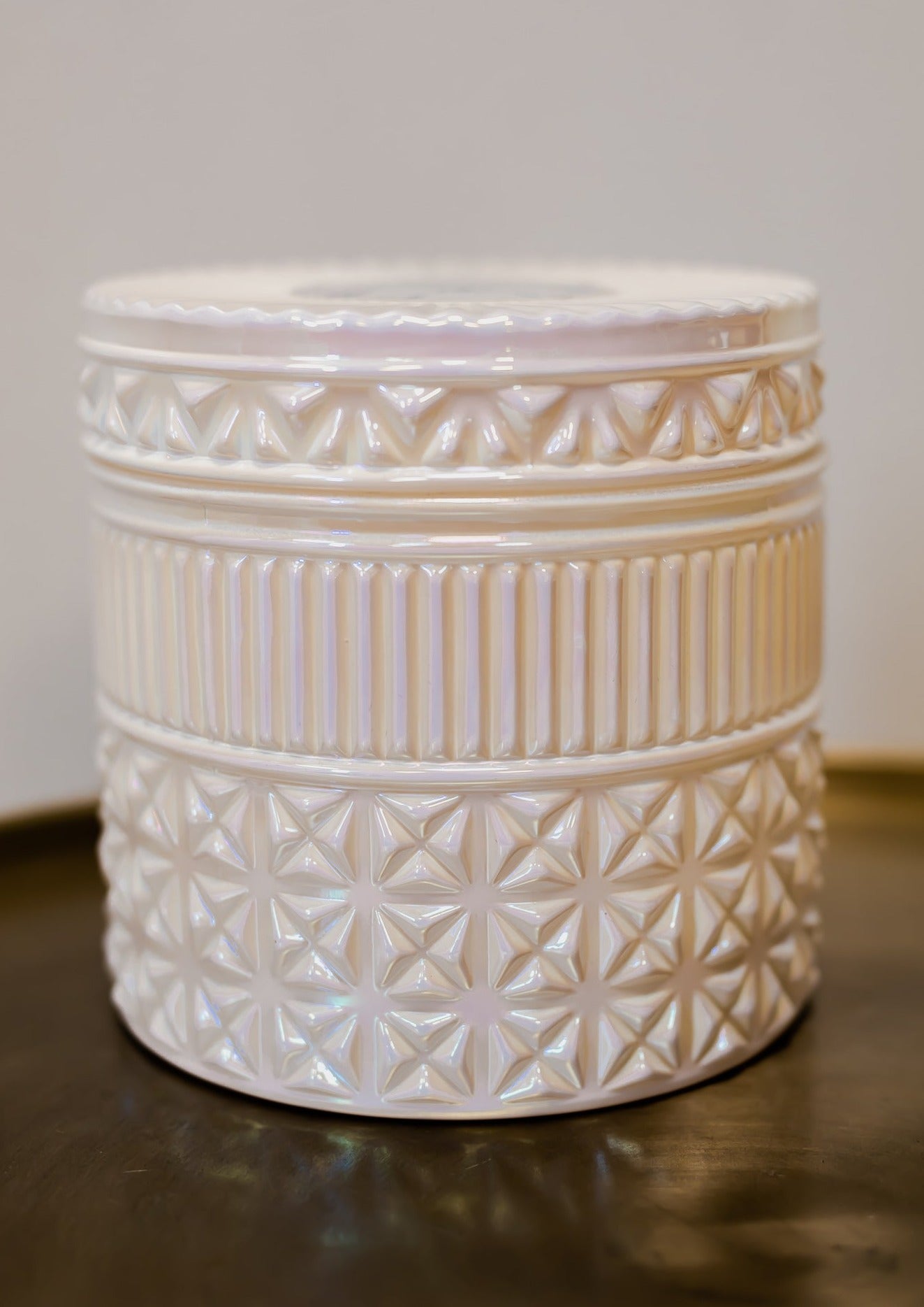 Volcano White Opal Gilded Faceted Jar, 11 oz - Capri Blue