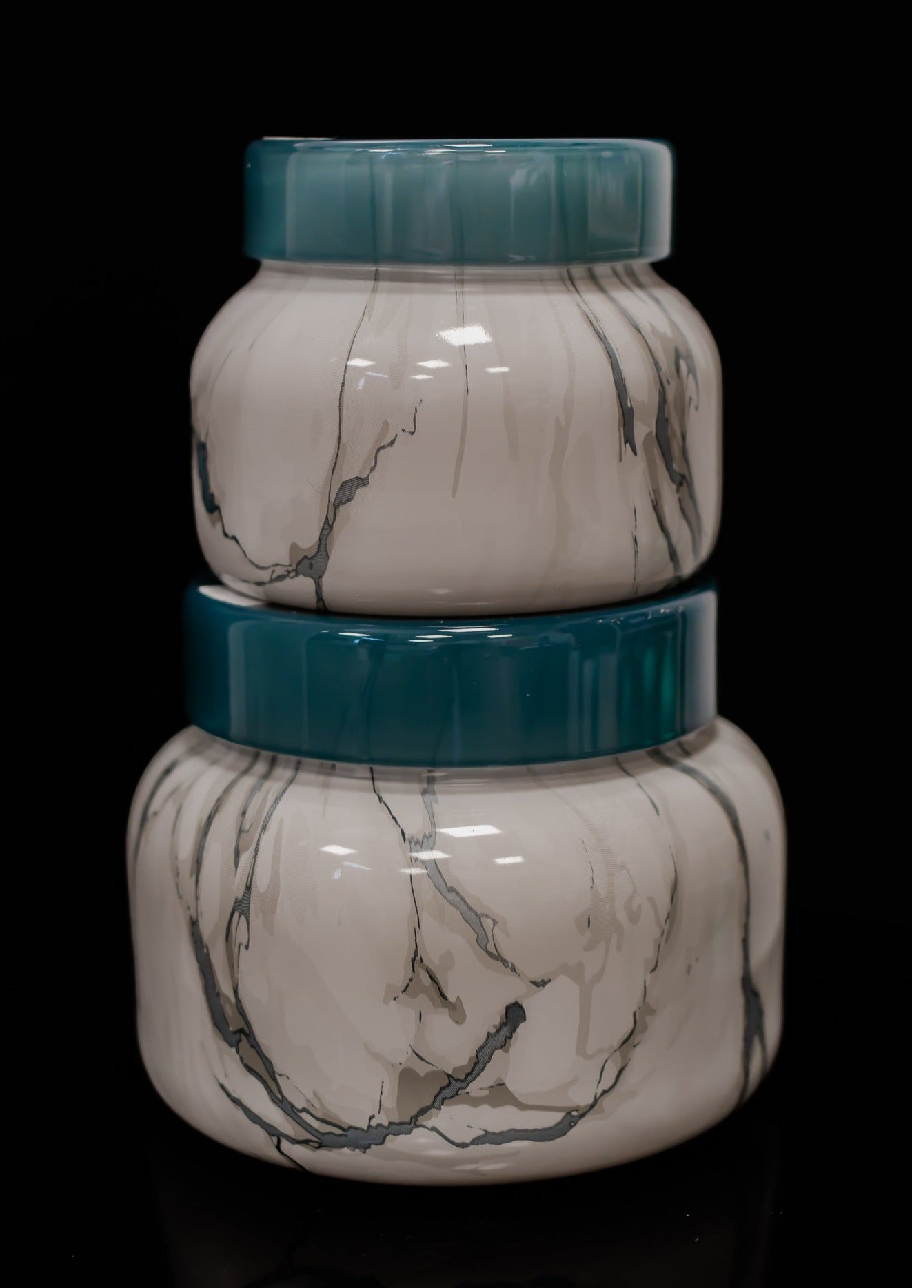 Volcano Modern Marble Signature Jar *2 sizes* - Capri Blue