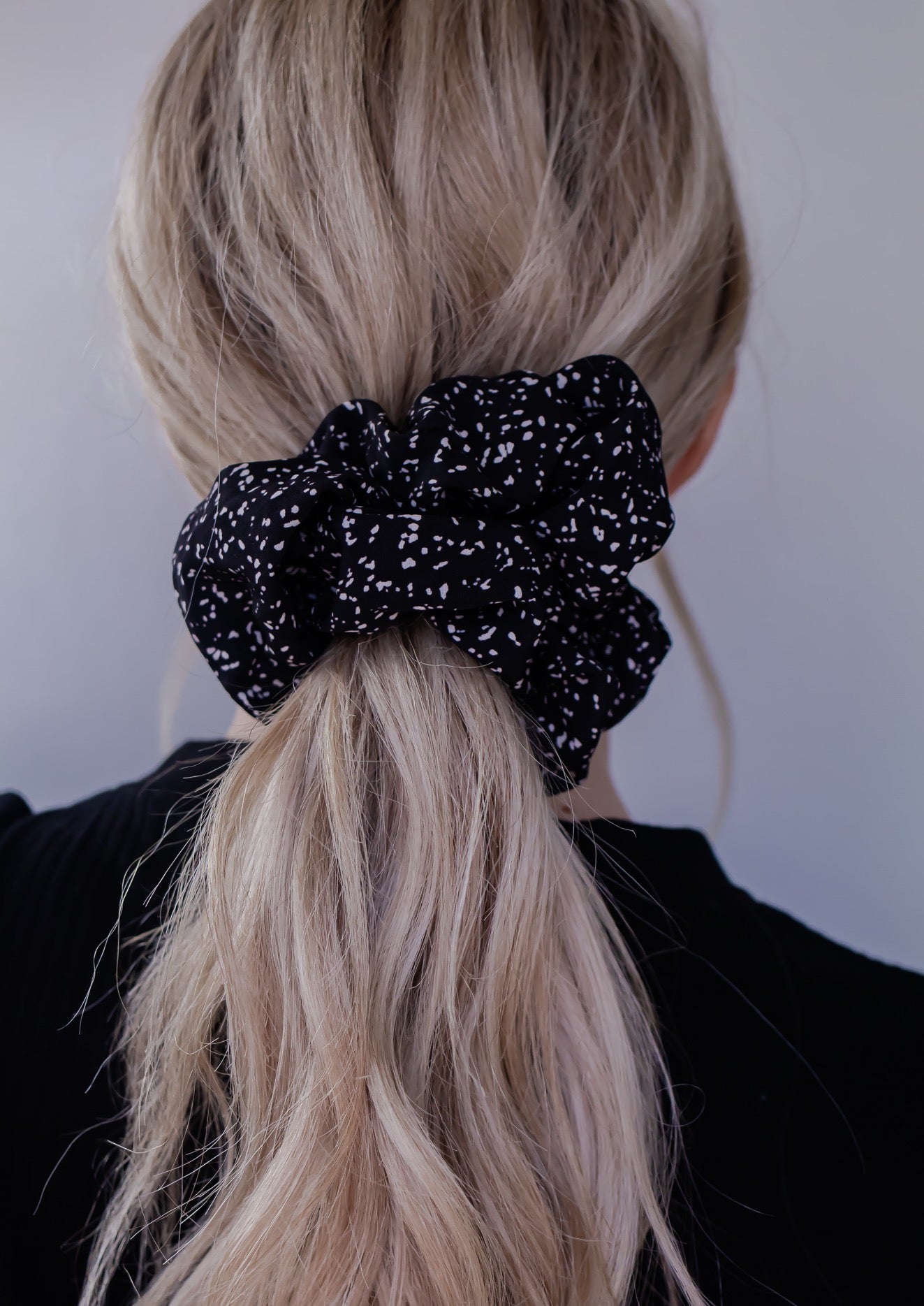 Black Dotted Jumbo Scrunchie