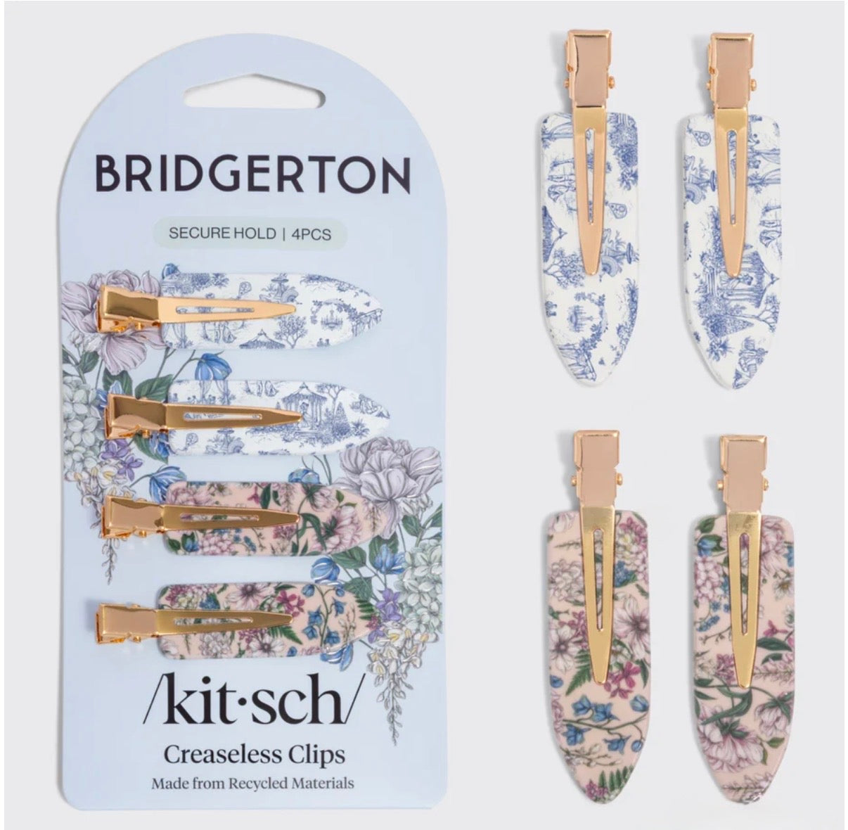 Bridgerton x Kitsch Creaseless Clips in Toile in Bloom