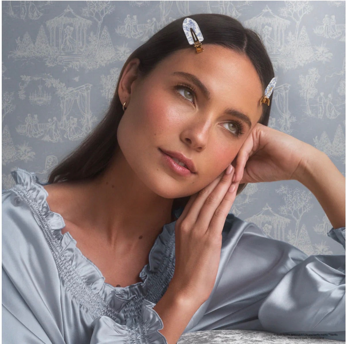 Bridgerton x Kitsch Creaseless Clips in Toile in Bloom