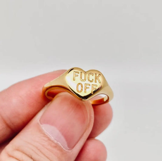 Fuck Off Heart-Shaped Ring - * Multiple Sizes *