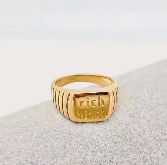 Rich Bitch Gold Ring - * Multiple Sizes *