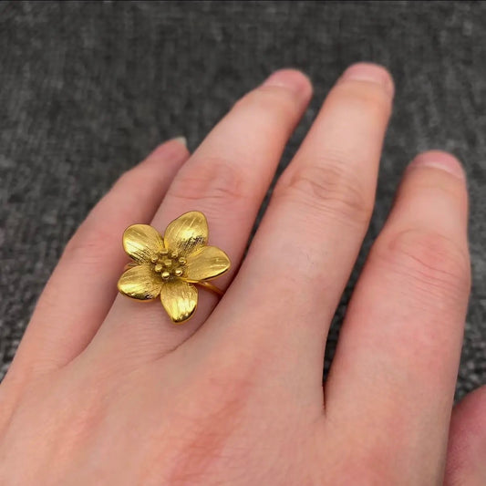 Golden Flower Adjustable Ring