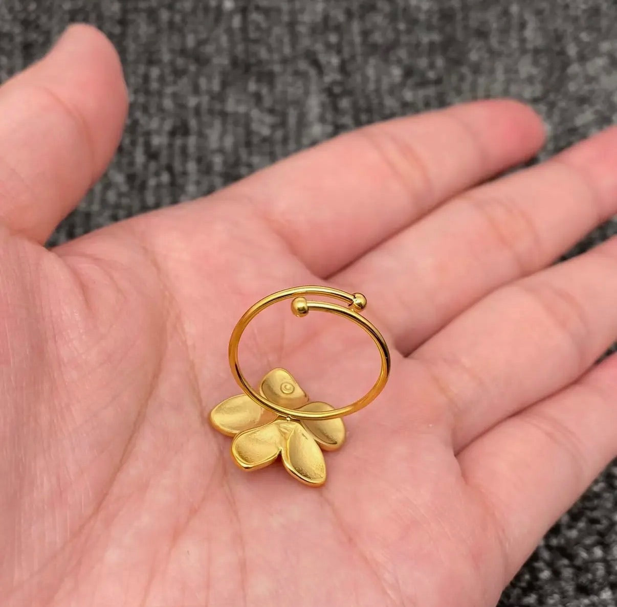 Golden Flower Adjustable Ring