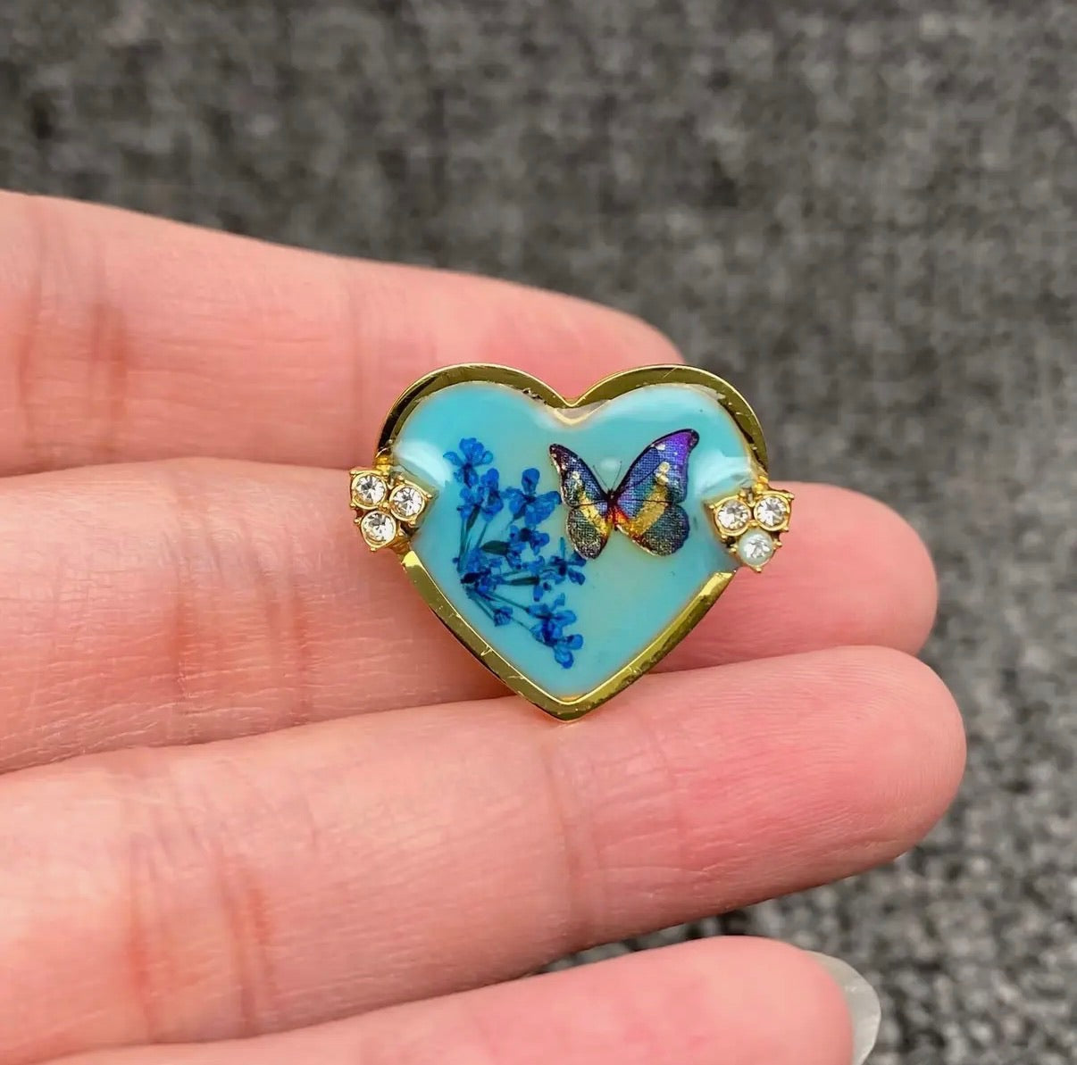 Butterfly Dried Flower Adjustable Ring