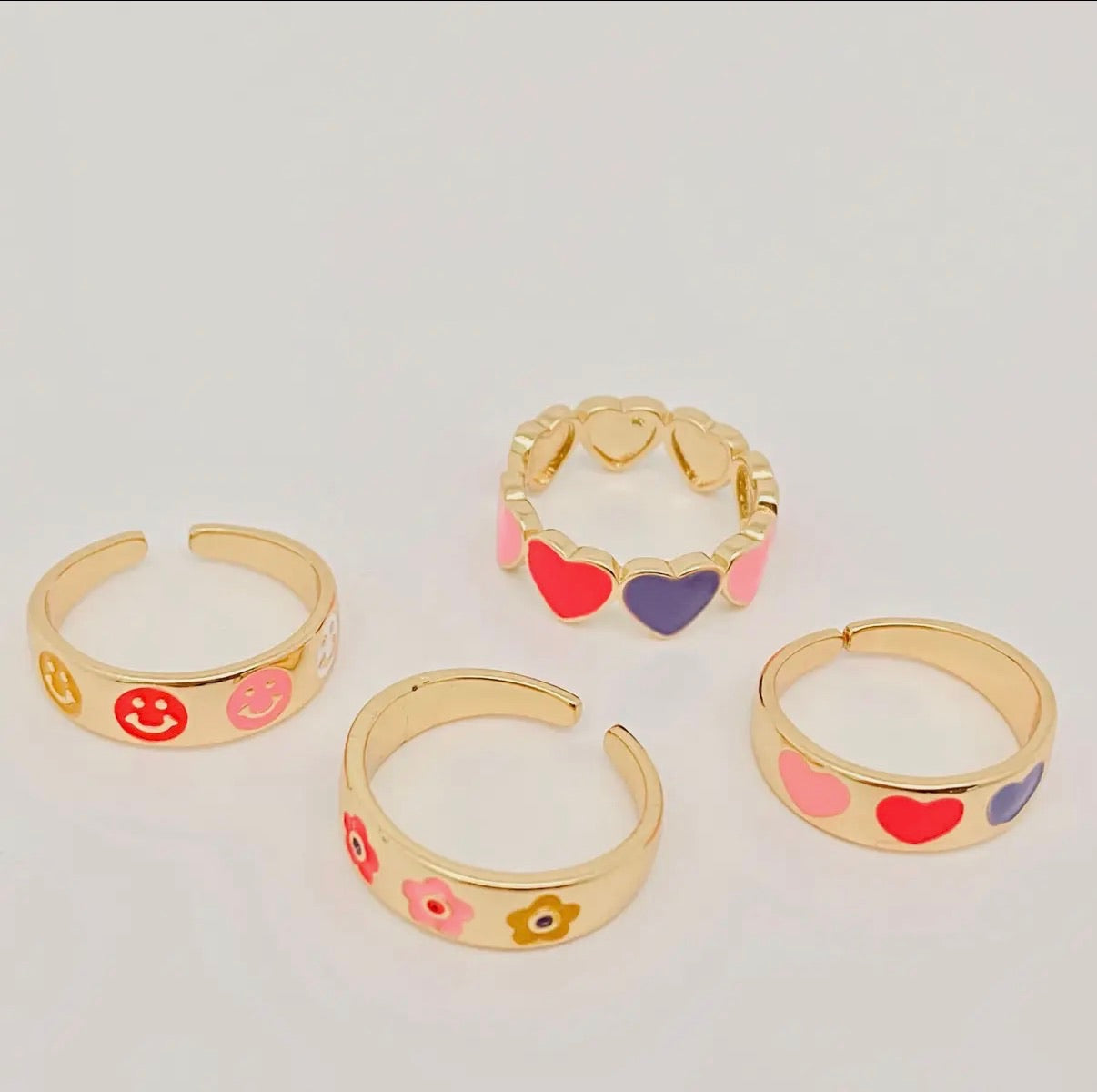 Color Pop Love Adjustable Ring Collection
