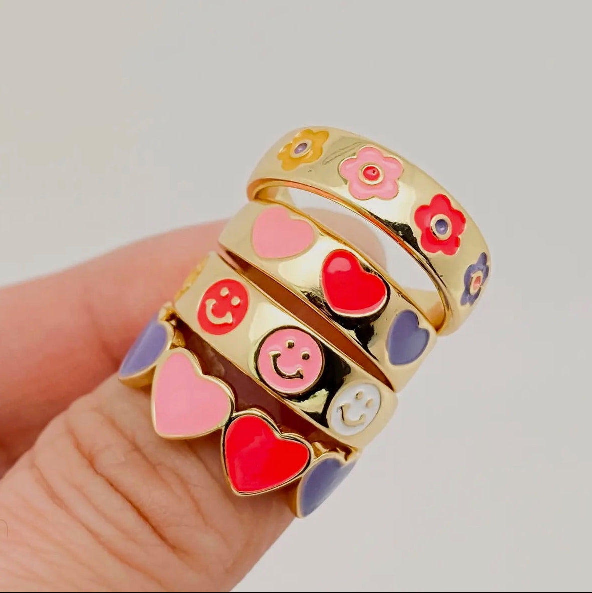 Color Pop Love Adjustable Ring Collection