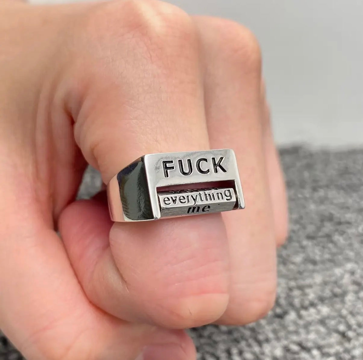 Fuck Everything Rotatable Word Adjustable Ring