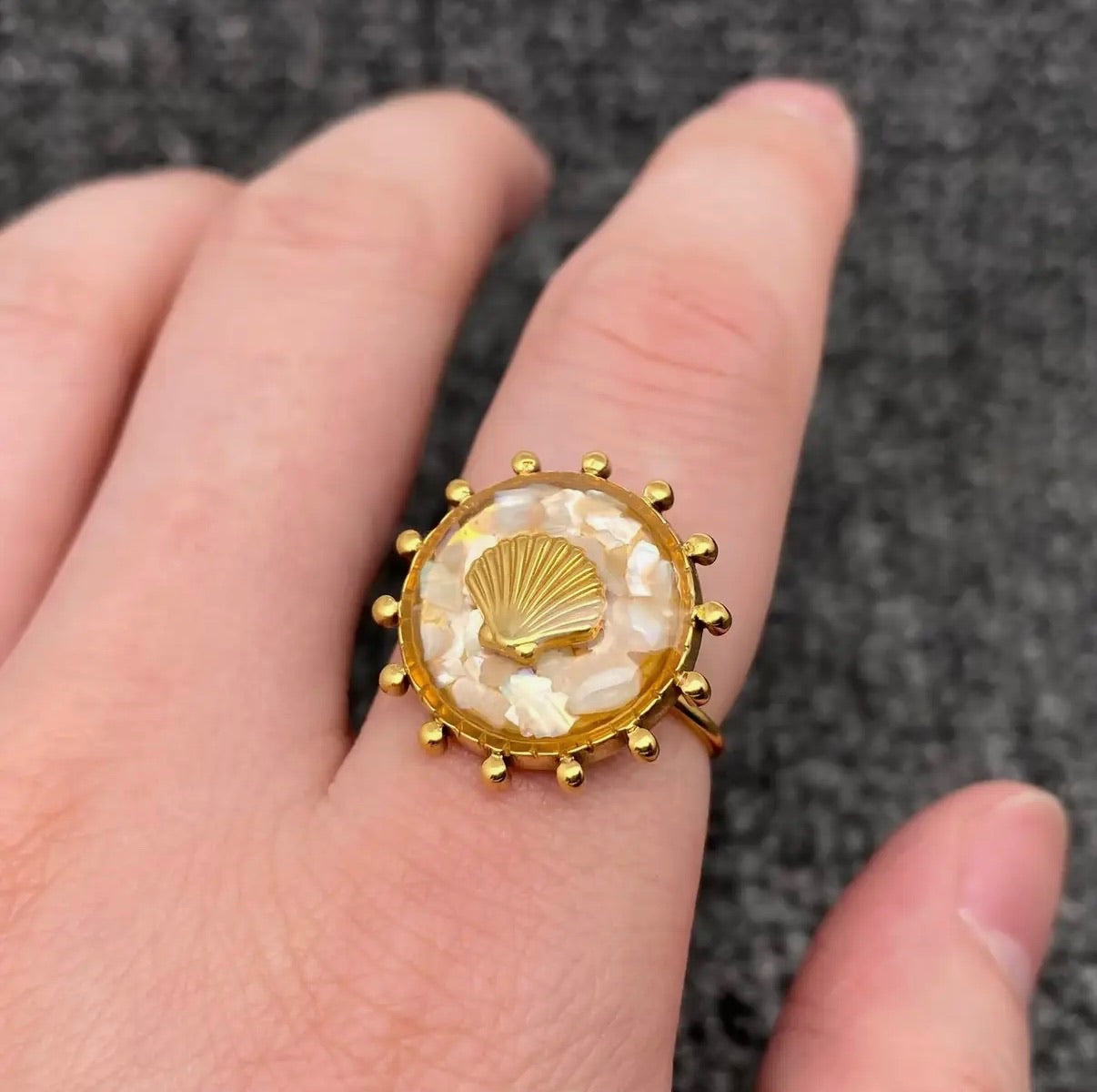 Shattered Shell Gold Adjustable Ring