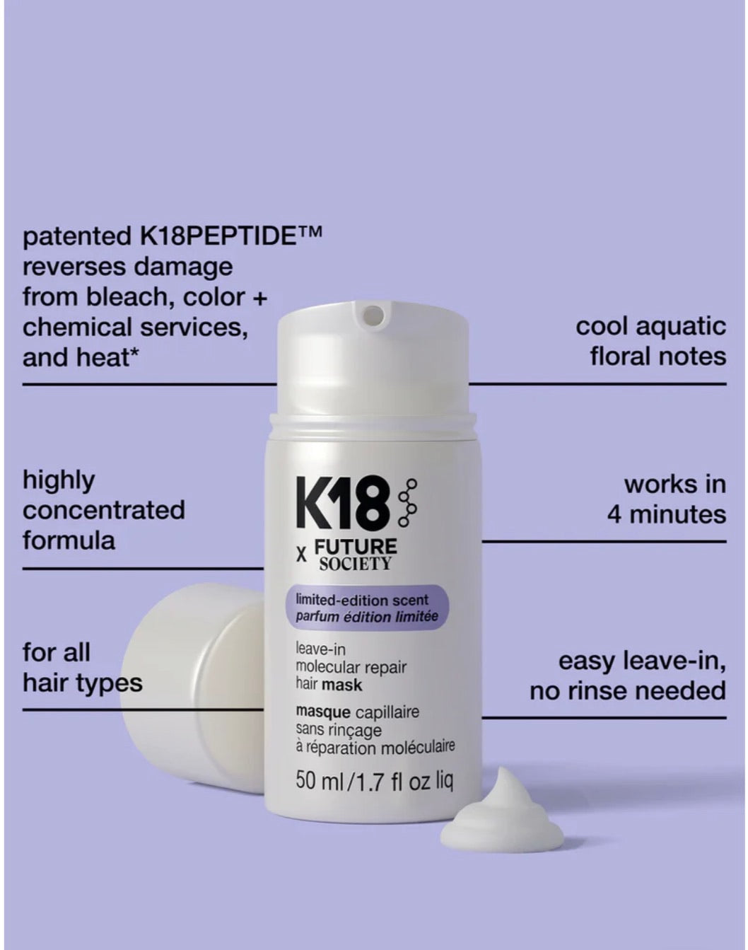 K18 x Future Society leave-in molecular hair mask