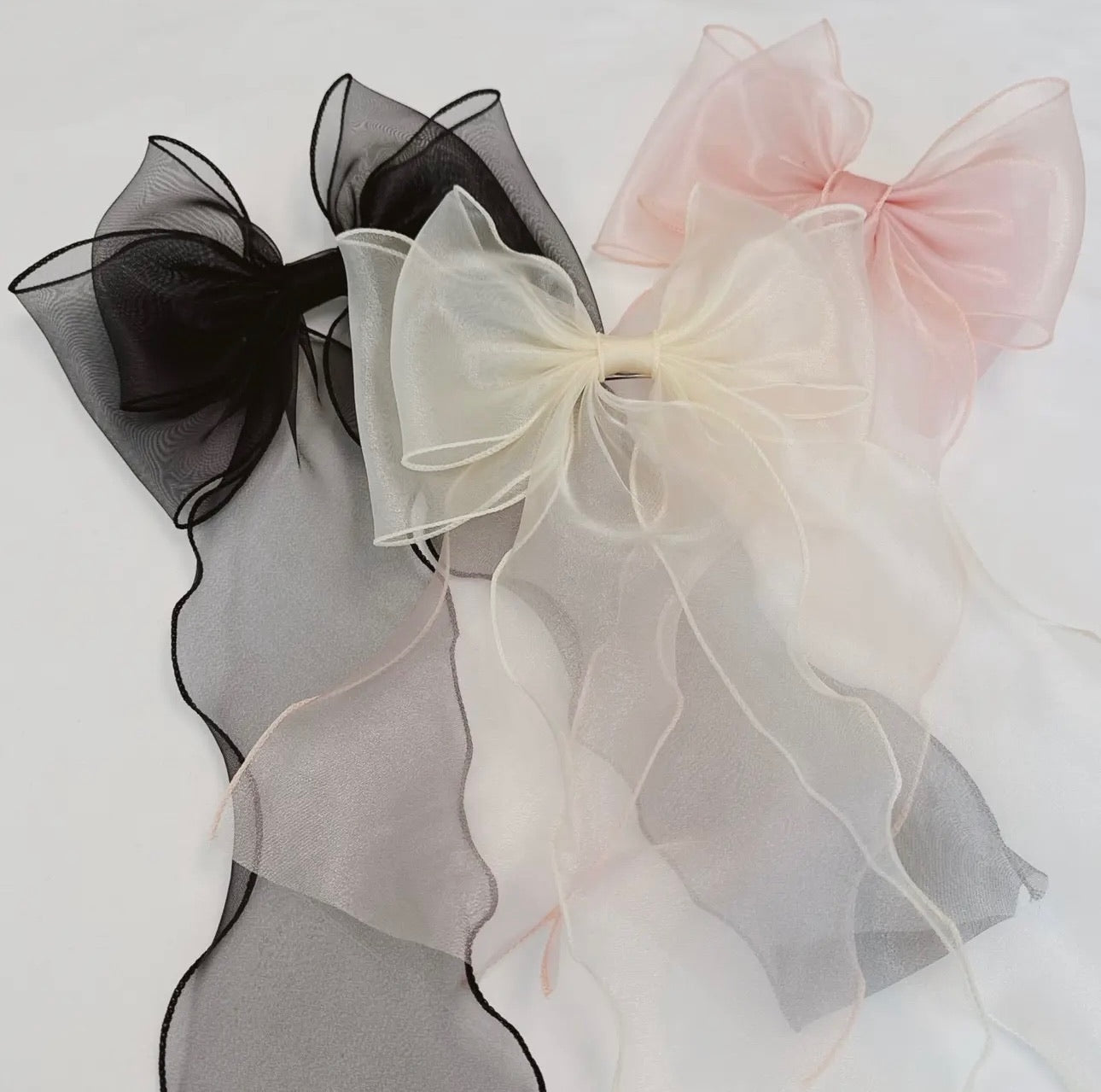 Sheer Silky Statement Hair Bow Clip - * 3 colors *