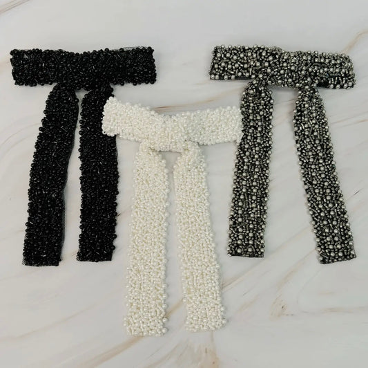 Luxe Beaded Pretty Bow Barrettes * Multiple Colors *
