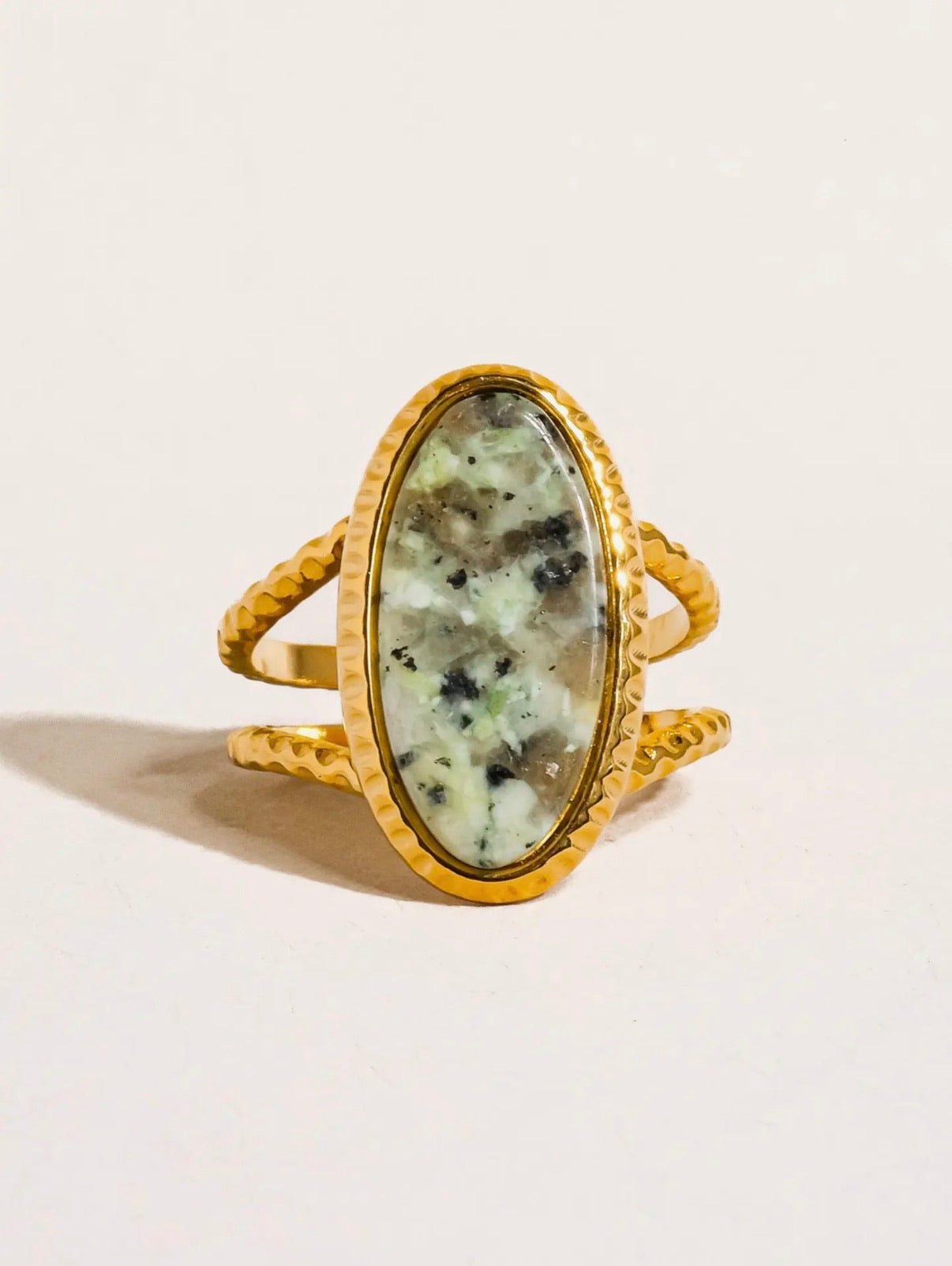 Ashwin 18K Gold Non-Tarnish Natural Stone Ring - * 2 Colors *