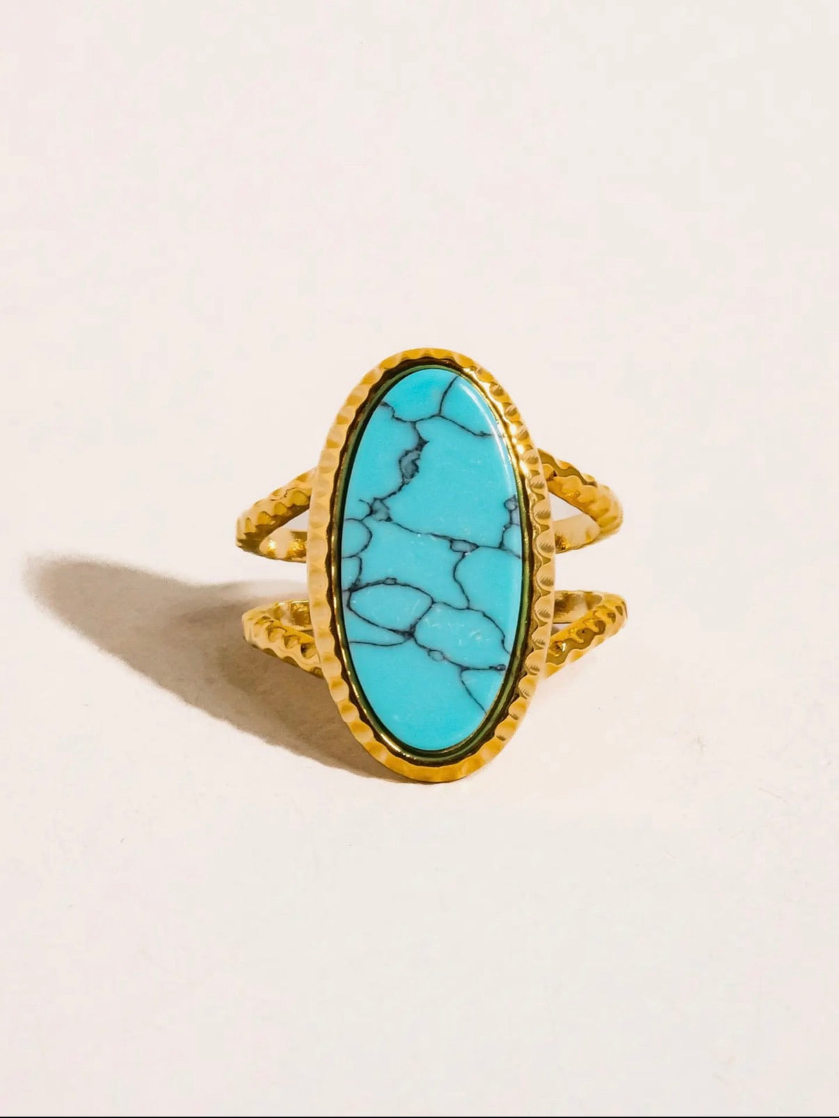 Ashwin 18K Gold Non-Tarnish Natural Stone Ring - * 2 Colors *