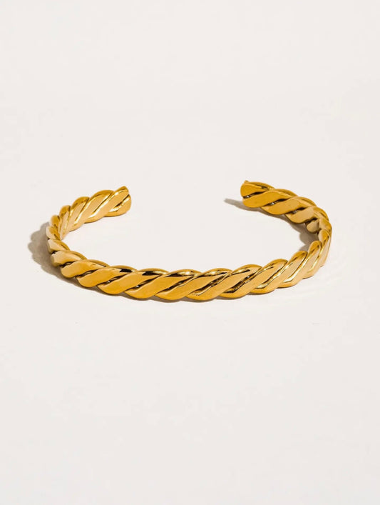 Bénir 18K Gold Non-Tarnish Braided Thin Bangle