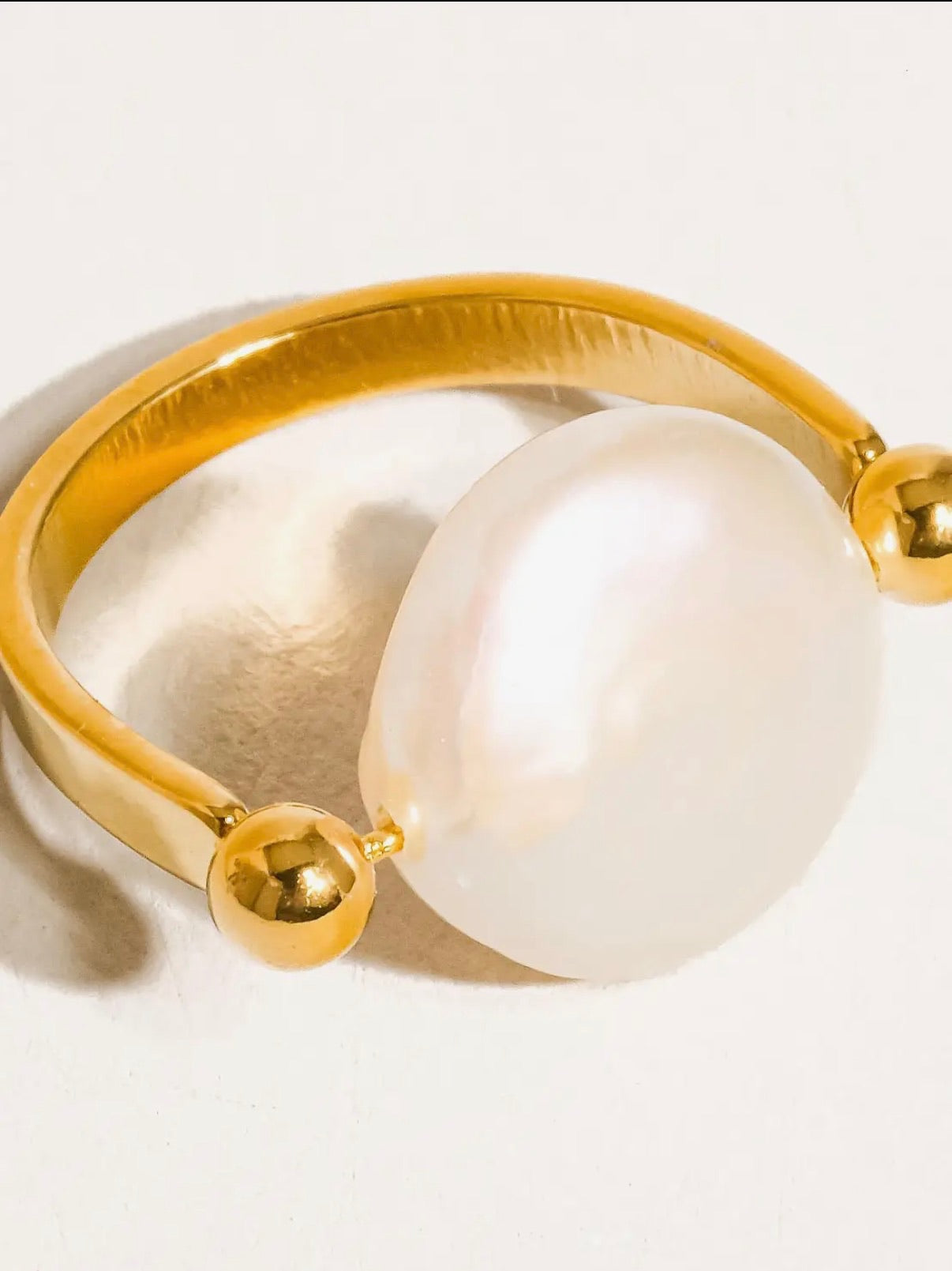 Déoday 18K Gold Non-Tarnish Baroque Pearl Ring