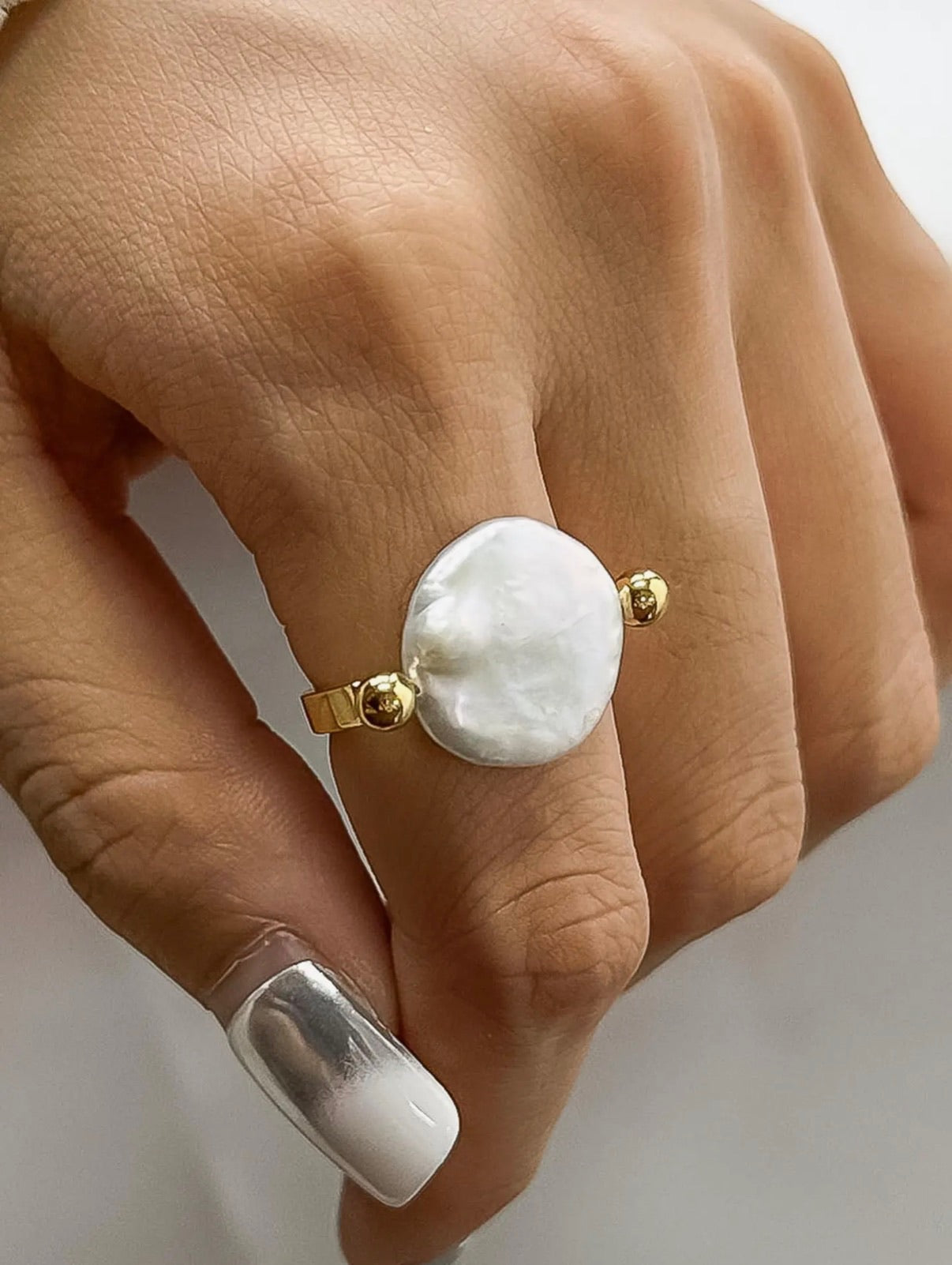 Déoday 18K Gold Non-Tarnish Baroque Pearl Ring