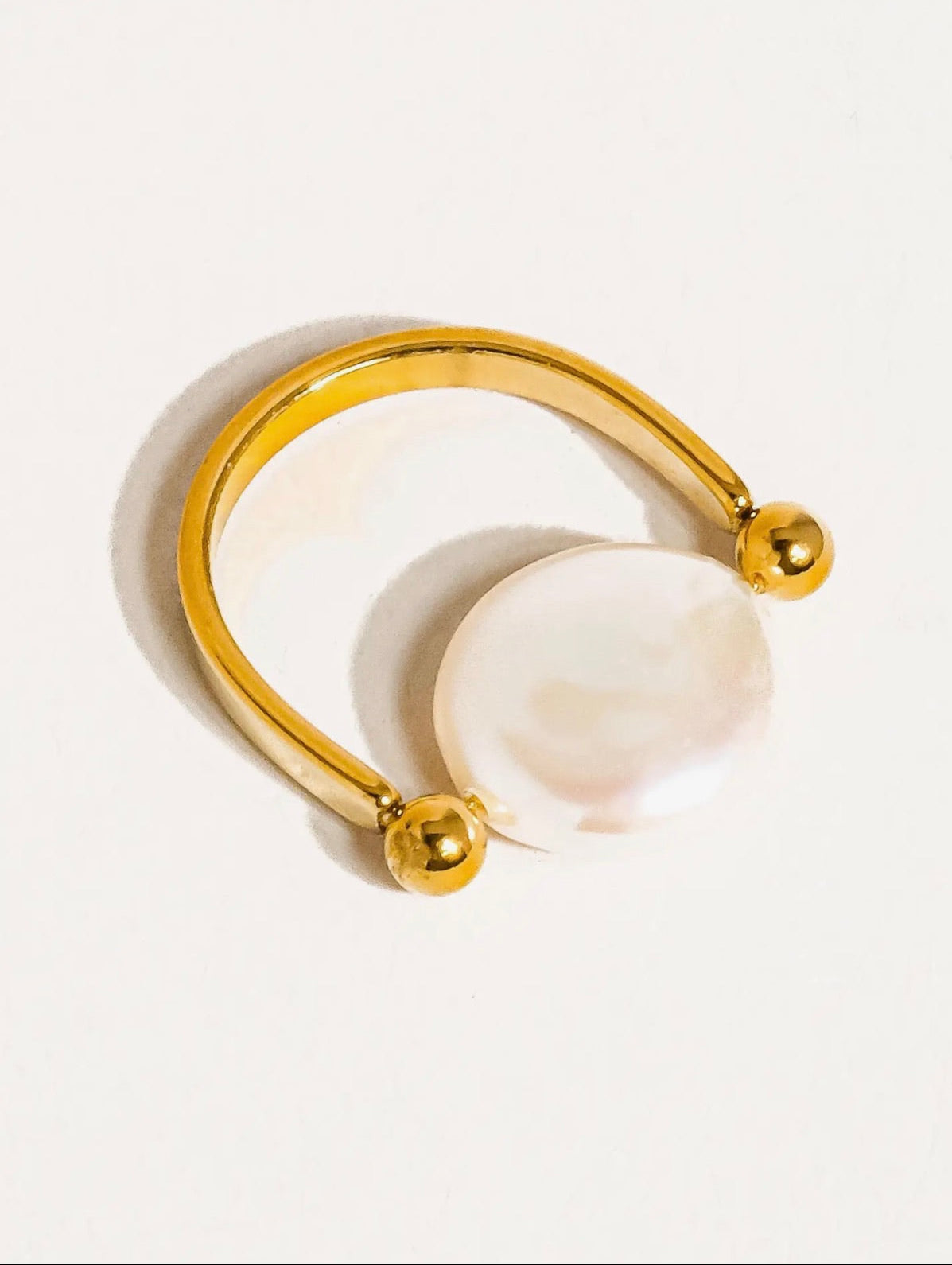 Déoday 18K Gold Non-Tarnish Baroque Pearl Ring