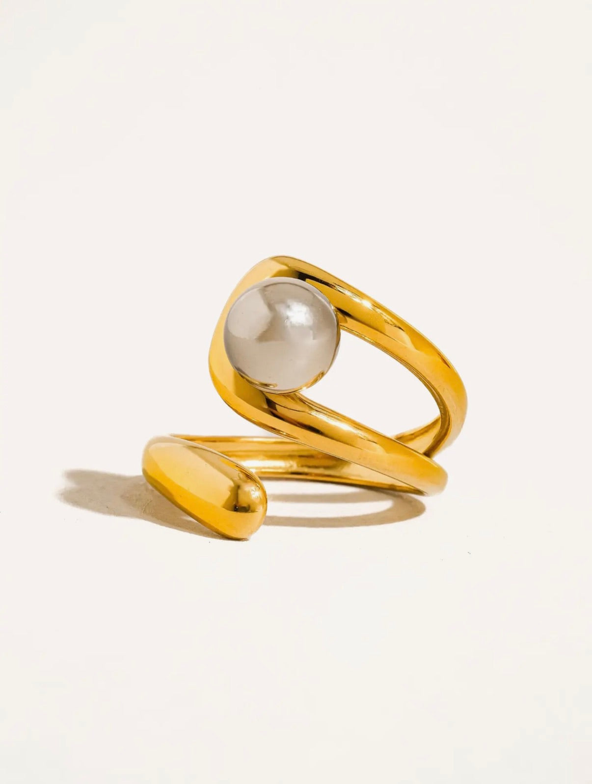Fauna 18K Gold Non-Tarnish Two Tone Ball Band Ring