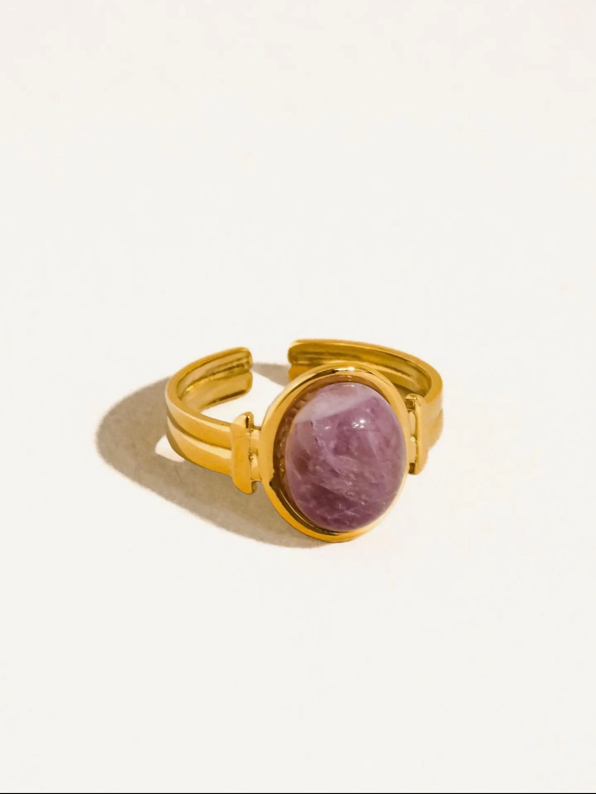 Jett 18K Gold Non-Tarnish Pink Stone Adjustable Ring