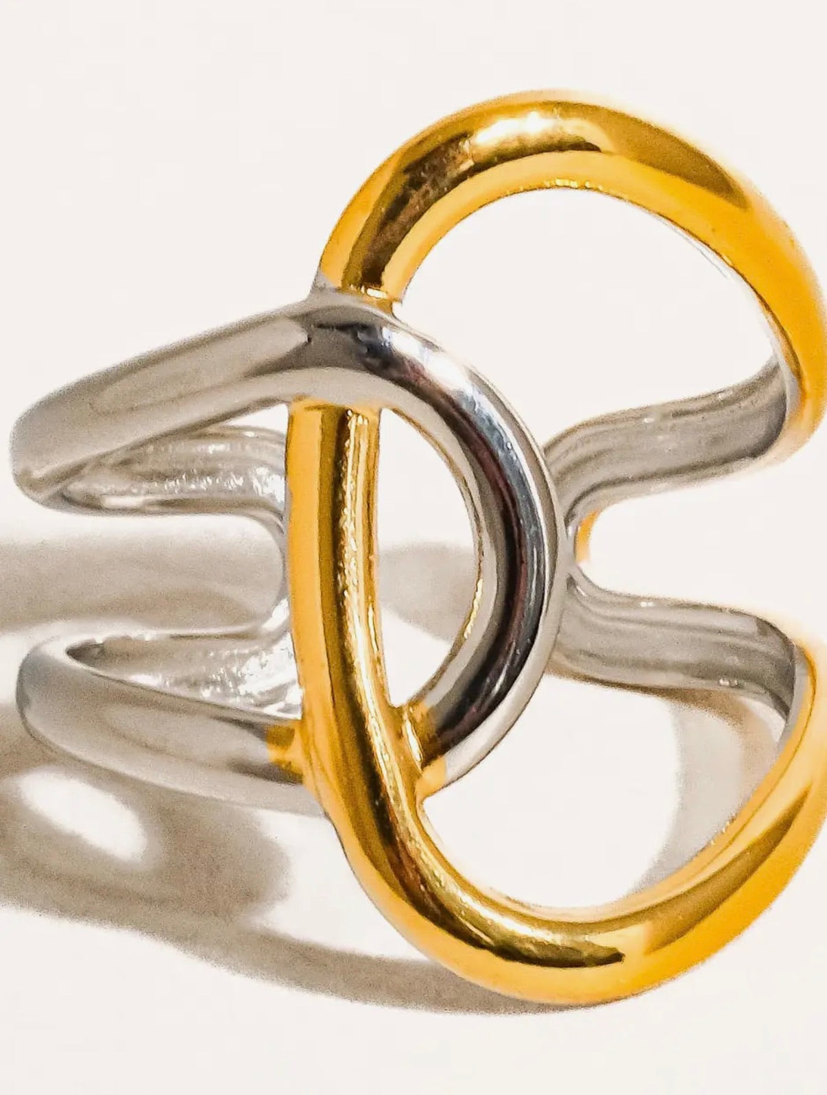 Lior 18K Gold Non-Tarnish Abstract Two Tone Ring